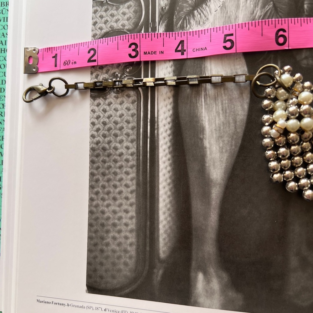 Silver and Gold Beaded Bib Necklace with Textured Pendants - Picture 9 of 10